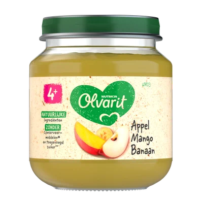 Olvarit Appel Mango Banaan 4+ Maanden 125 g
