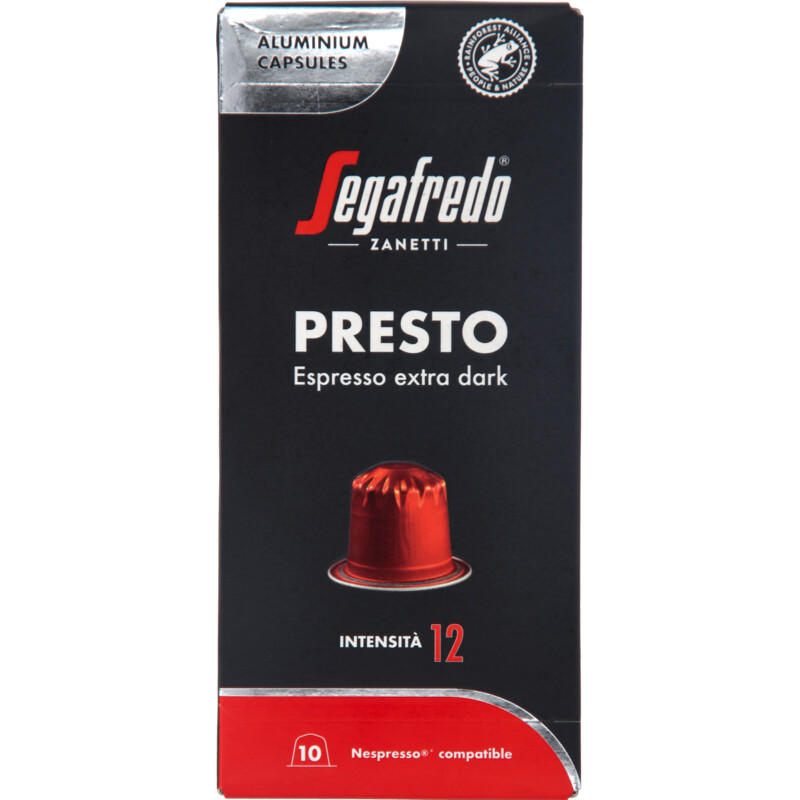 Segafredo Presto espresso extra dark capsules