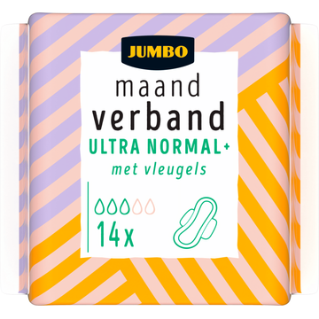 Jumbo Maandverband Ultra Normal+ met Vleugels 14 Stuks