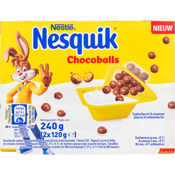 Nesquik Chocoballs Gesuikerde Yoghurt en Granenballetjes 2 x 120 g