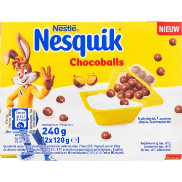 Nesquik Chocoballs Gesuikerde Yoghurt en Granenballetjes 2 x 120 g