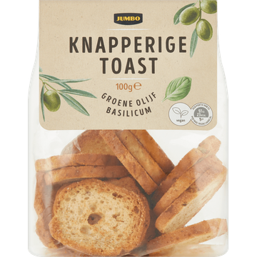 Jumbo Knapperige Toast Groene Olijf Basilicum 100 g
