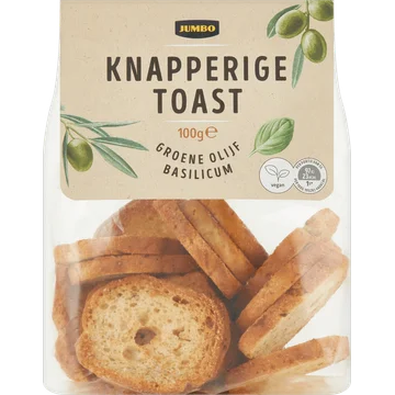 Jumbo Knapperige Toast Groene Olijf Basilicum 100 g