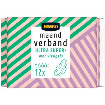 Jumbo Maandverband Ultra Super+ met Vleugels 12 Stuks