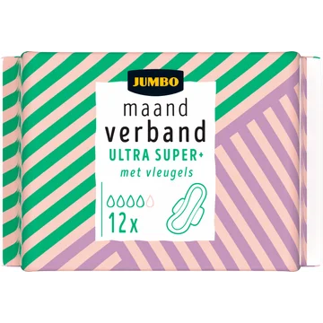 Jumbo Maandverband Ultra Super+ met Vleugels 12 Stuks