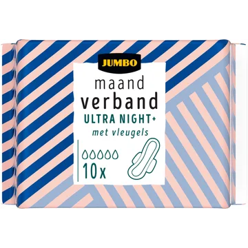Jumbo Maandverband Ultra Night+ met Vleugels 10 Stuks