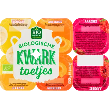 Jumbo Biologische Kwarktoetjes Aardbei, Abrikoos, Banaan 6 Stuks