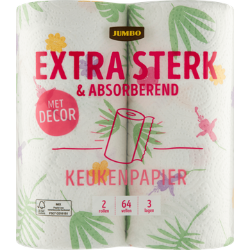 Jumbo Extra Sterk & Absorberend Keukenpapier met Decor 3-Laags 2 Rollen