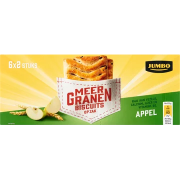 Jumbo Meergranenbiscuits Appel 6 x 2 Stuks
