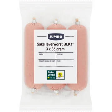 Jumbo Saks Leverworst Kleintjes 3 stuks a 35 g