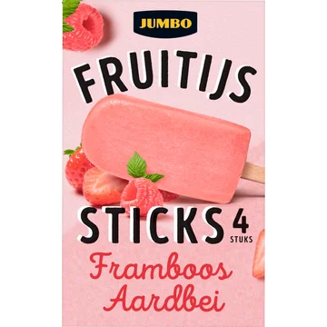 Jumbo Fruitijs Sticks Framboos-Aardbei 4 Stuks