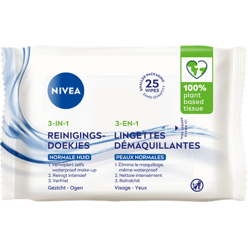 NIVEA 3-in1 Verfrissende Reinigingsdoekjes - 25 Stuks