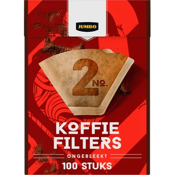 Jumbo Koffiefilters No. 2 Ongebleekt 100 Stuks