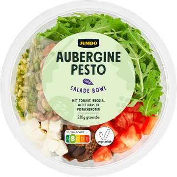 Jumbo Salade Bowl Aubergine Pesto met Tomaat, Rucola, Witte Kaas en Pistachenoten 300 g