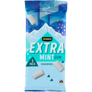 Jumbo Extra Mint Gum Suikervrij 3 x 16,8 g