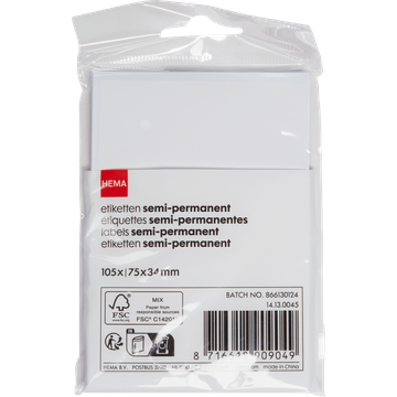 HEMA 105 Labels 75X34MM