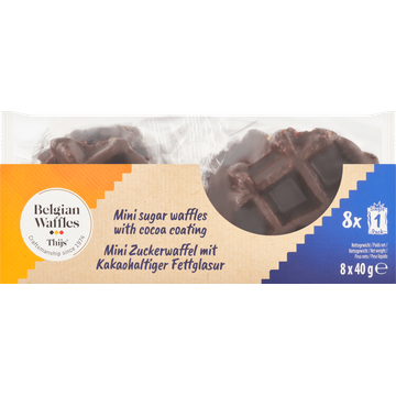 Belgian Waffles Thijs Mini Suikerwafel met Cacaobedekking 8 x 40 g