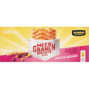 Jumbo Meergranenbiscuits Krenten-Rozijnen 6 x 2 Stuks