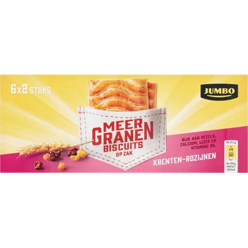 Jumbo Meergranenbiscuits Krenten-Rozijnen 6 x 2 Stuks