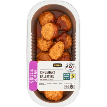 Jumbo Grill & Gemak Kipgehaktballetjes met Barbecuesaus 194 g