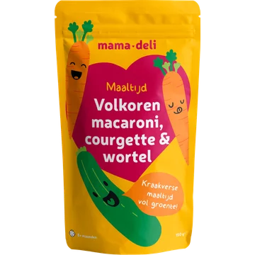 Mama Deli Maaltijd Volkoren Macaroni, Courgette & Wortel 8+ Maanden 150 g