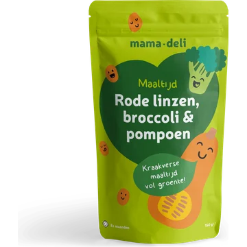 MamaDeli Rode Linzen, Broccoli & Pompoen, 8+ Maanden 150g