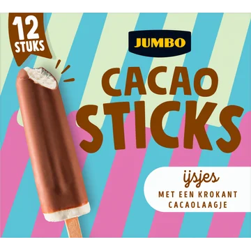Jumbo Cacao Sticks IJsjes 12 Stuks 408 g