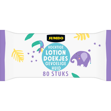 Jumbo Vochtige Lotion Doekjes Gevoelige Huid 80 Stuks