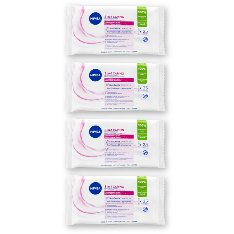NIVEA Reinigingsdoekje droge/gevoelig huid 4pk