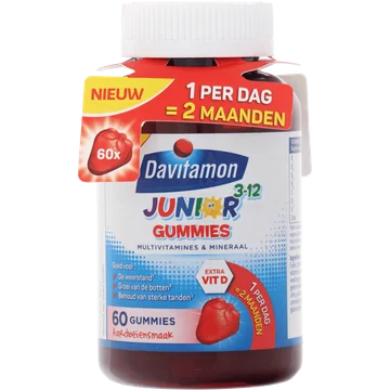 Davitamon Junior 3-12 jaar aardbei (voedingssupplement gummies), 60 stuks 