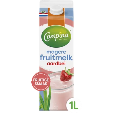 Campina Magere Fruitmelk Aardbei 1 L