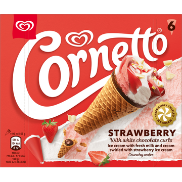 Cornetto IJs Aardbei 6 x 90 ml