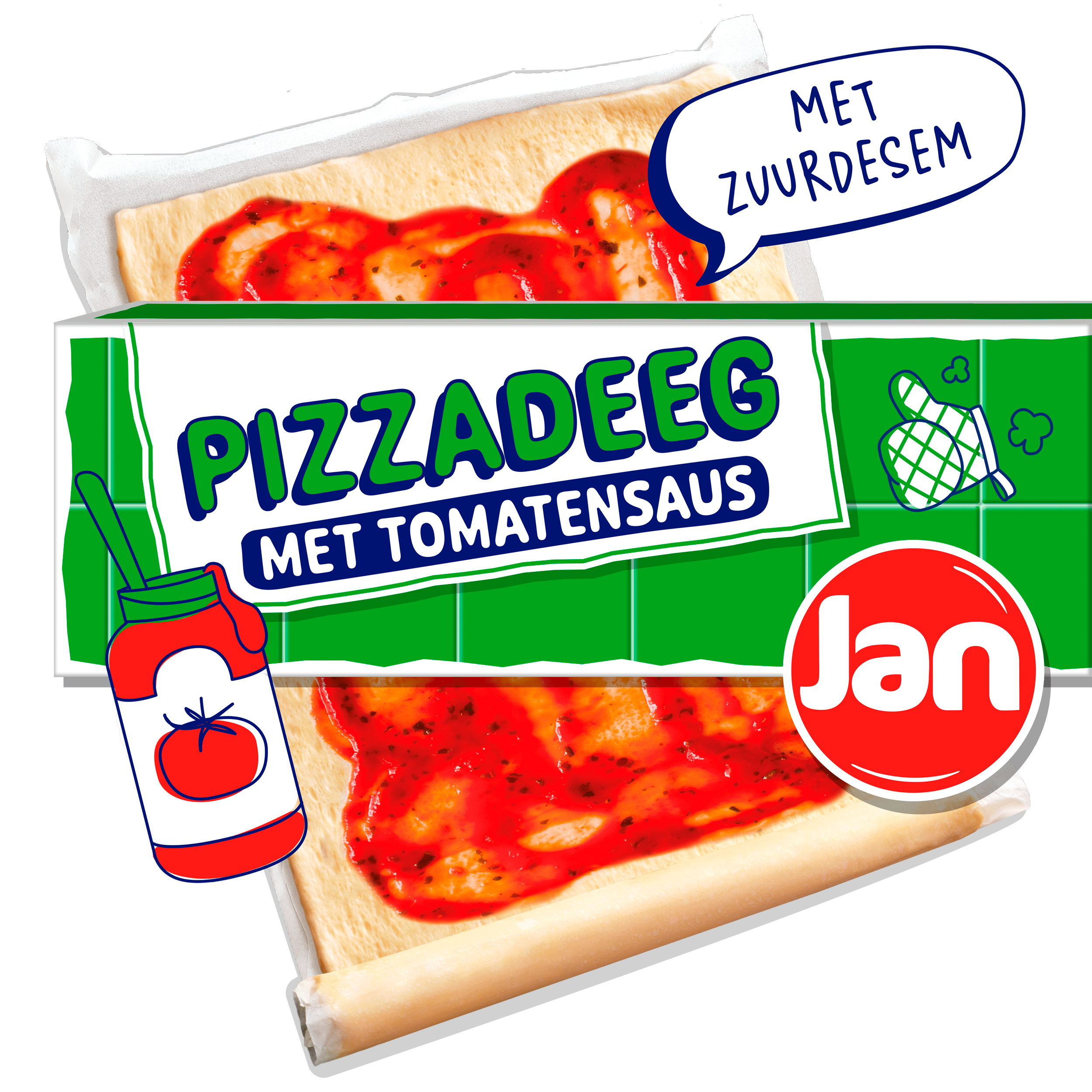 Jan Pizzadeeg met zuurdesem en tomatensaus (600g)