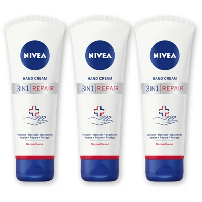 NIVEA 3in1 repair handcreme 24u hydratatie 3pk