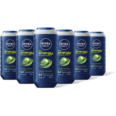 NIVEA Men energy douchegel 3-in-1 met mint 6pk
