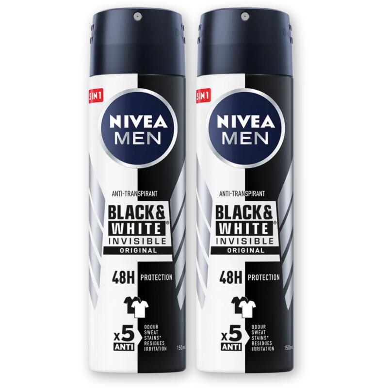 NIVEA Men black & white original deo spray 2pk