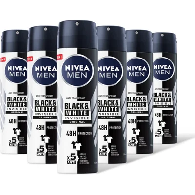 NIVEA Men black & white original deo spray 6pk