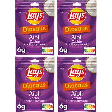 Lay's Dipsaus Aïoli Zachte Knoflooksmaak 4 x 6 gr