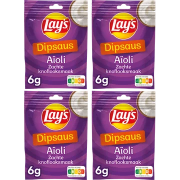 Lay's Dipsaus Aïoli Zachte Knoflooksmaak 4 x 6 gr