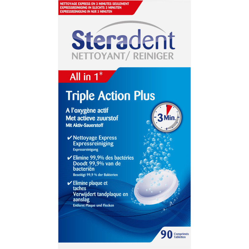 Steradent Kunstgebit reiniger triple action plus