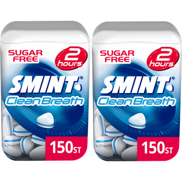 Smint Clean Breath Peppermint Suikervrij Pot 2 x 150 stuks