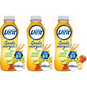 Vifit Goedemorgen! Zuiveldrink Aardbei/Kiwi/Banaan 3x 400 ml