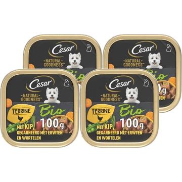 Cesar Natural Goodness - Nat Hondenvoer - Biologische Kip 4 x 100g