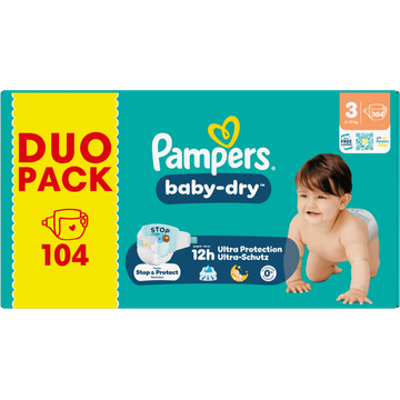 Pampers Baby-Dry Maat 3, 104 Luiers