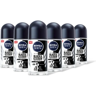 NIVEA Men black & white deodorant roller 6-pck