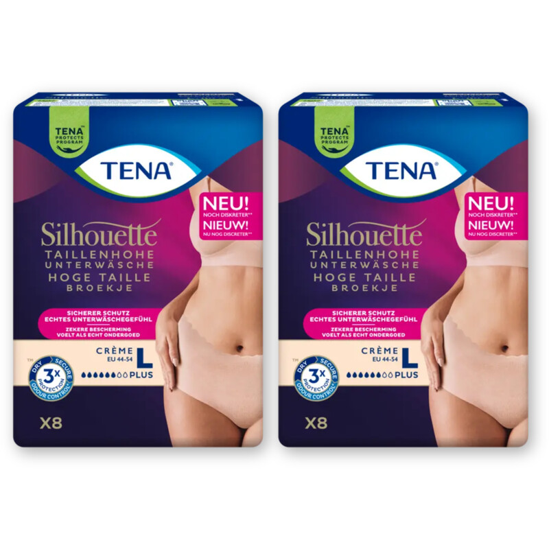 Tena Silhouette plus high waist creme L 2-pck