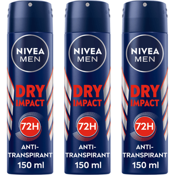 NIVEA MEN Dry Impact Spray Anti-Transpirant Spray 3 x 150ml