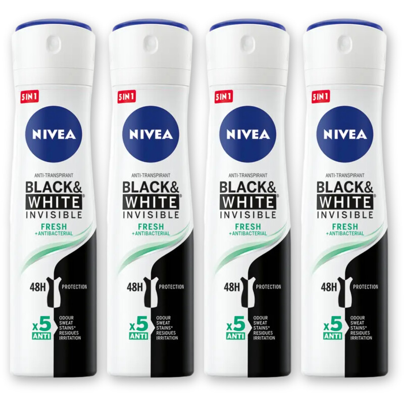 NIVEA Black & white fresh deodorant spray 4-pk