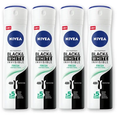 NIVEA Black & white fresh deodorant spray 4-pk