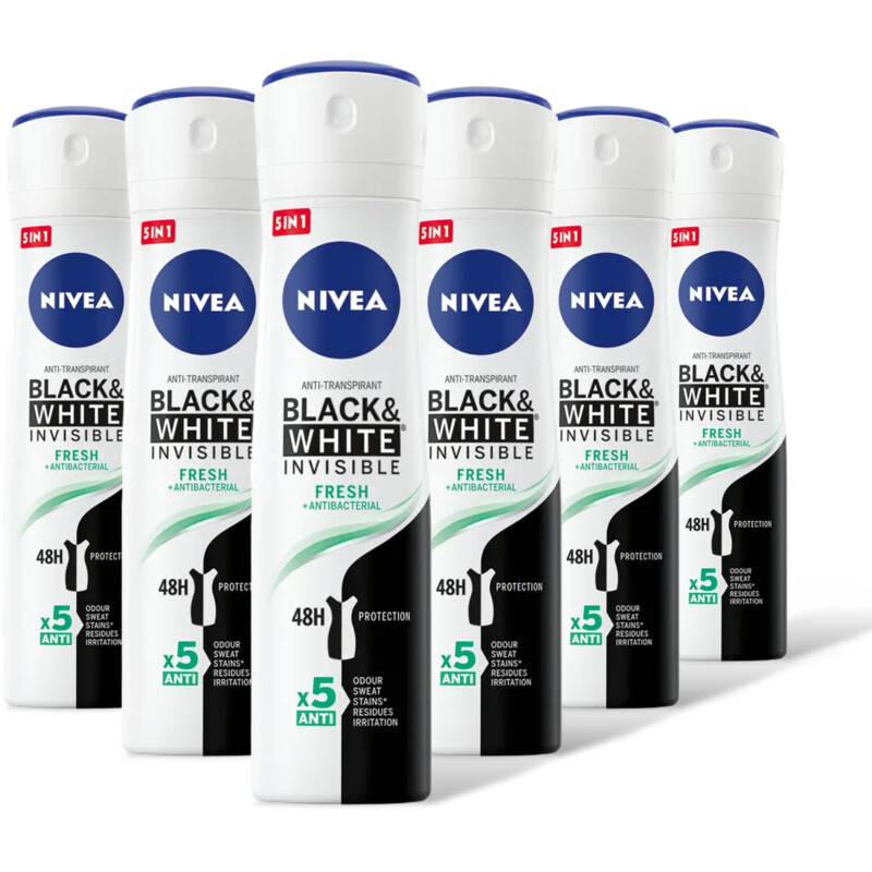 NIVEA Black & white fresh deodorant spray 6-pk